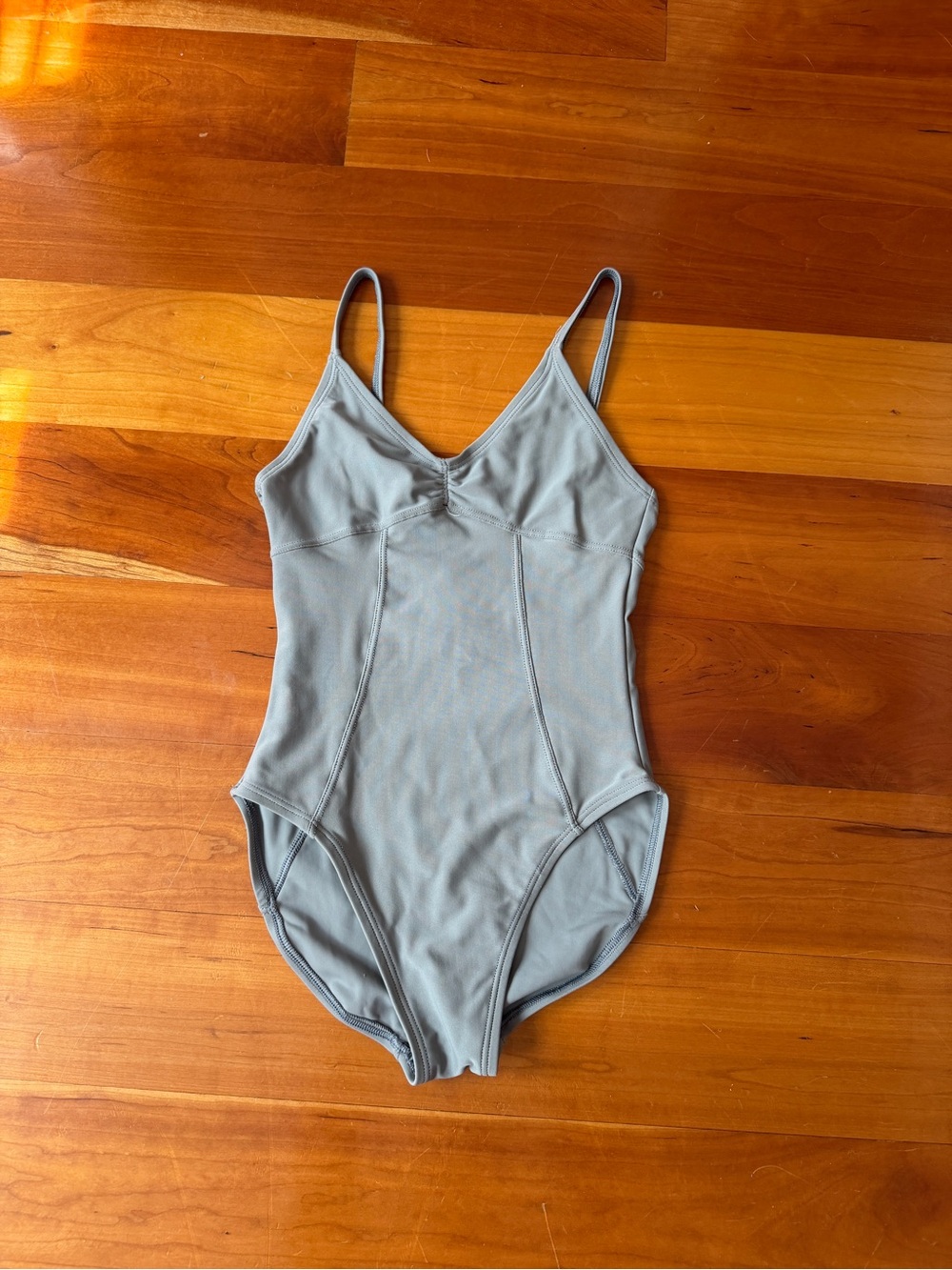 Girls Dusty Blue One-Piece Bodysuit with Thin Straps